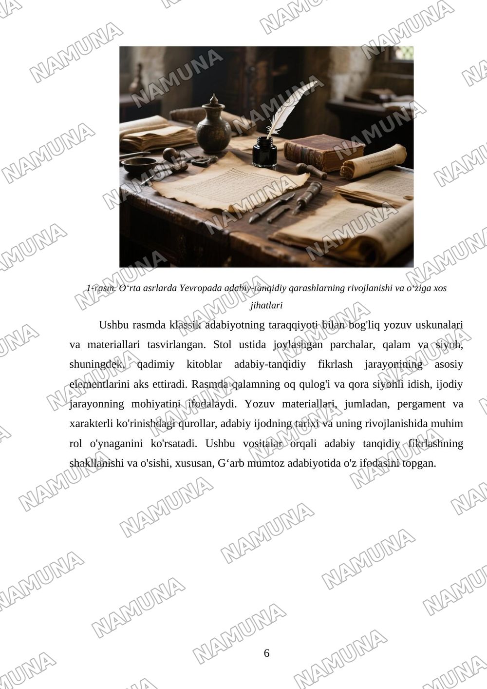 Gʻarb mumtoz adabiyotida adabiy-tanqidiy fikrlash taraqqiyoti — mustaqil ish, 6-varaq