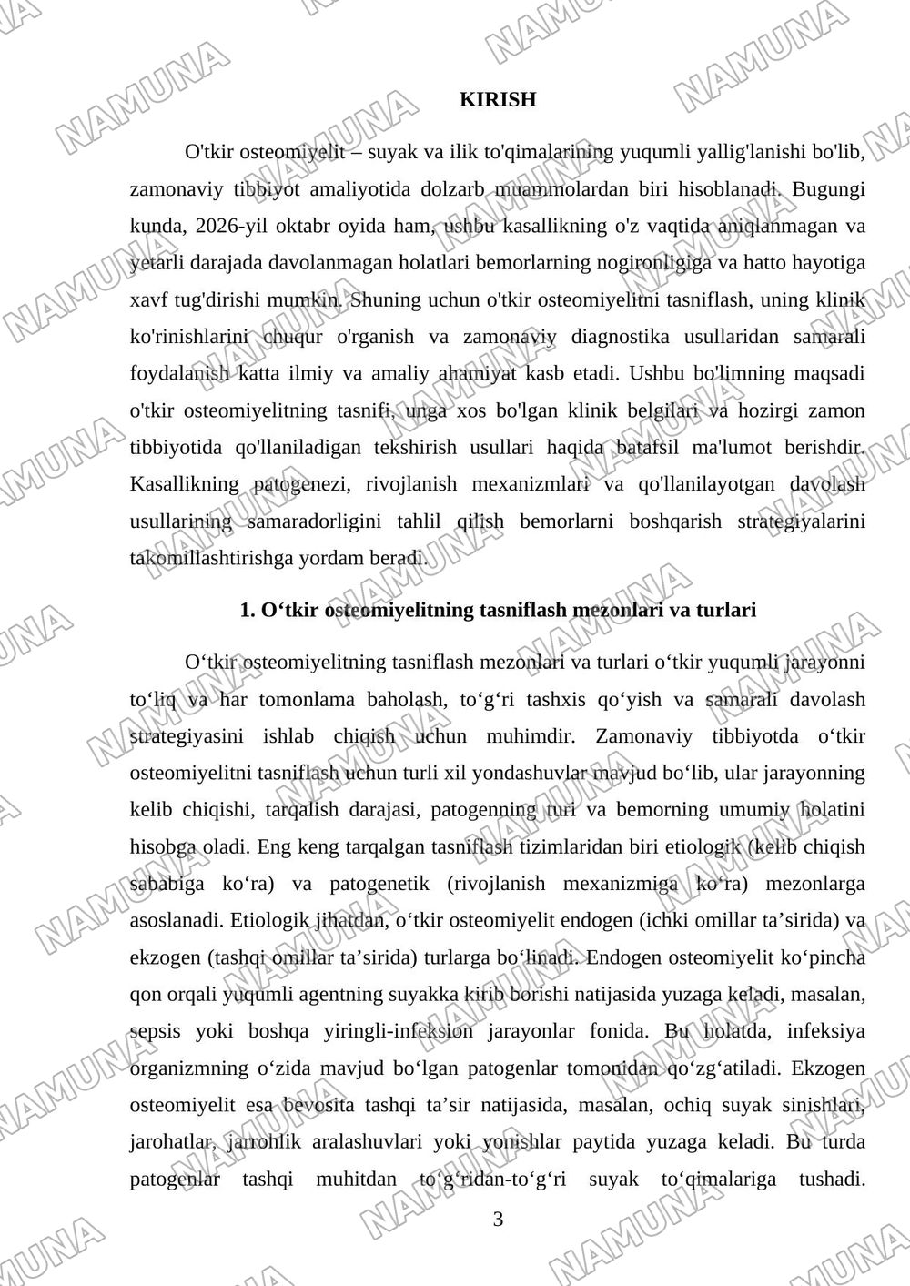 Oʻtkir osteomiyelit : tasnifi ,klinikasi va zamonaviy tekshirish usullari.Oʻtkir osteomiyelitga xos klinik belgilar — mustaqil ish, 3-varaq