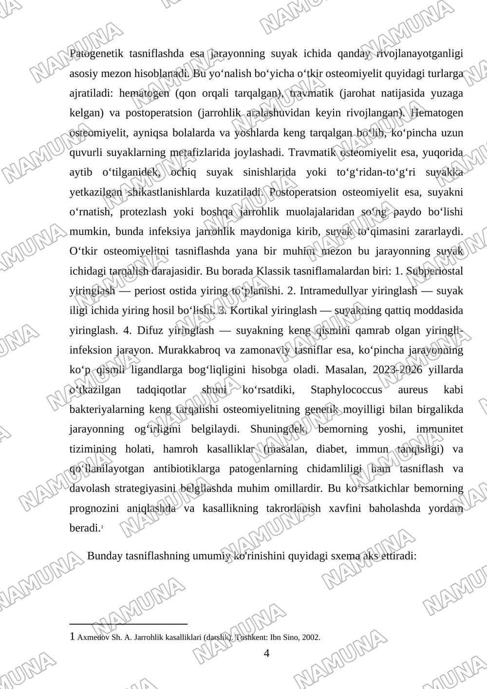 Oʻtkir osteomiyelit : tasnifi ,klinikasi va zamonaviy tekshirish usullari.Oʻtkir osteomiyelitga xos klinik belgilar — mustaqil ish, 4-varaq