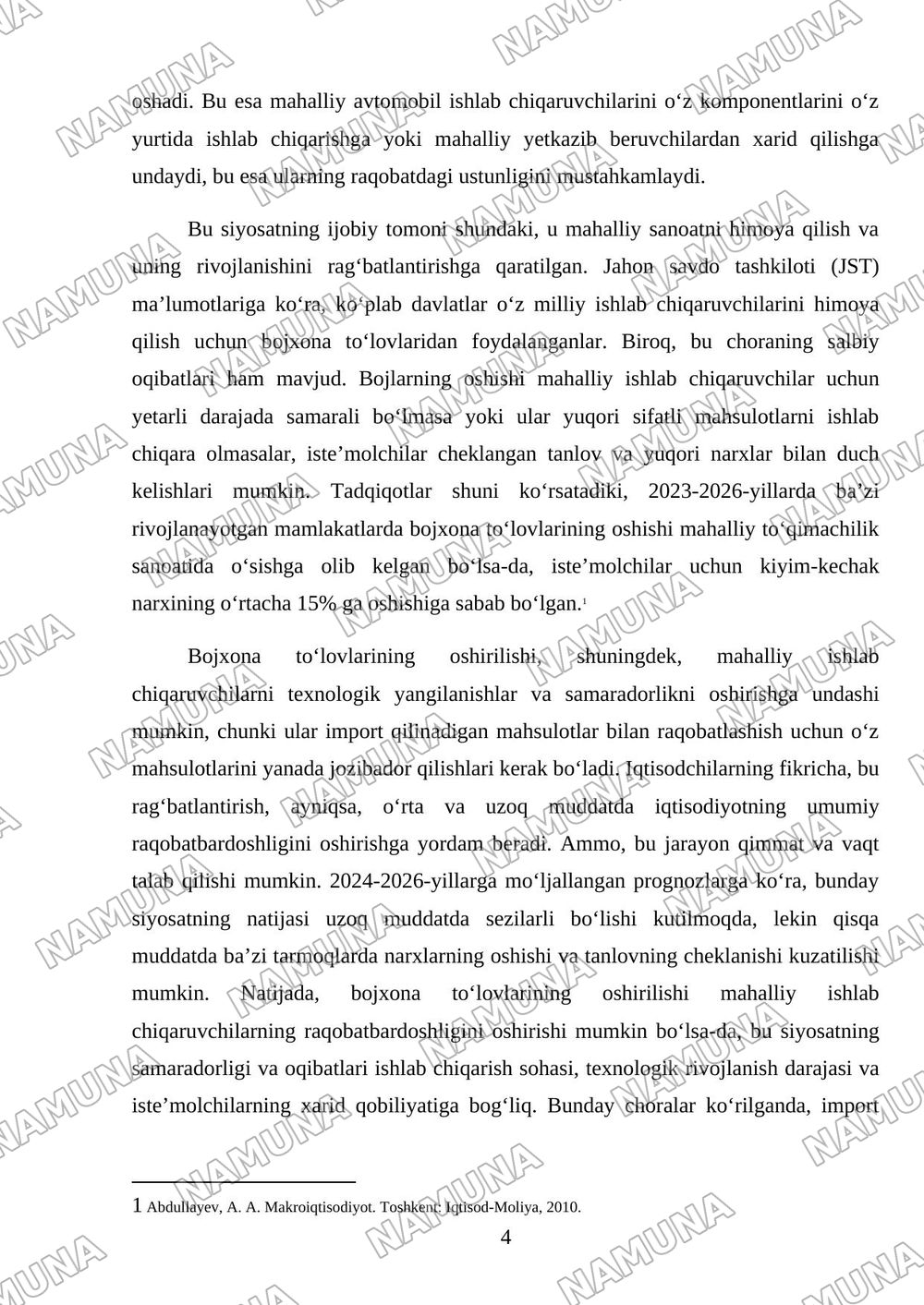 Bojxona toʻlovlarining oshirilishi ichki bozordagi muvozanatni qanday oʻzgartiradi? — mustaqil ish, 4-varaq