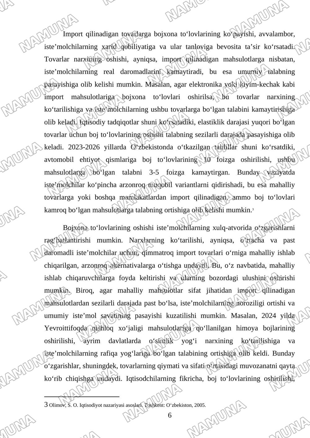 Bojxona toʻlovlarining oshirilishi ichki bozordagi muvozanatni qanday oʻzgartiradi? — mustaqil ish, 6-varaq