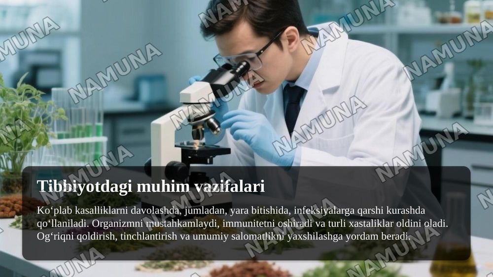 Dorivor oʻsimliklarni tibbiyotda ahamiyati — taqdimot, 8-slayd