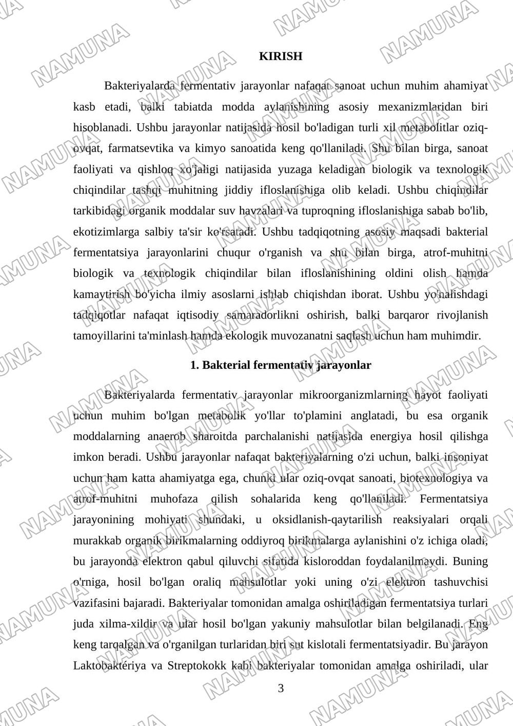 Bakteriyalarda fermentativ jarayon.Tashqi muhitni biologik va texnologik chiqindilar bilan ifloslanishi. — mustaqil ish, 3-varaq