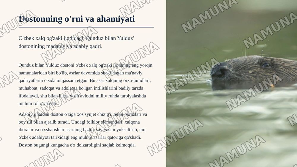 Qunduz bilan Yulduz dostoni — zamonaviy taqdimot, 3-slayd