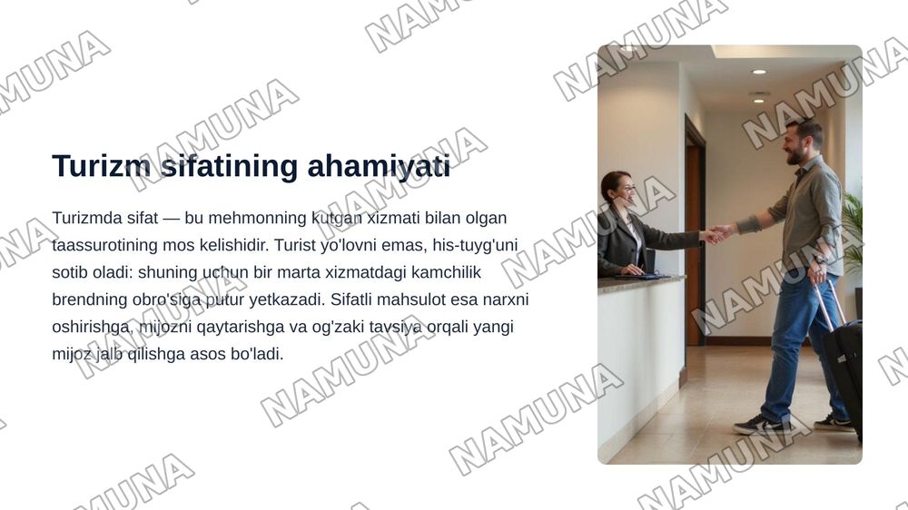 Turistik mahsulot sifatini boshqarishda marketingning roli. — zamonaviy taqdimot, 3-slayd