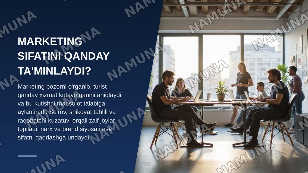 Turistik mahsulot sifatini boshqarishda marketingning roli. — zamonaviy taqdimot, 4-slayd