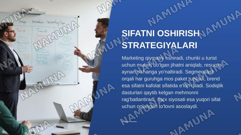 Turistik mahsulot sifatini boshqarishda marketingning roli. — zamonaviy taqdimot, 8-slayd