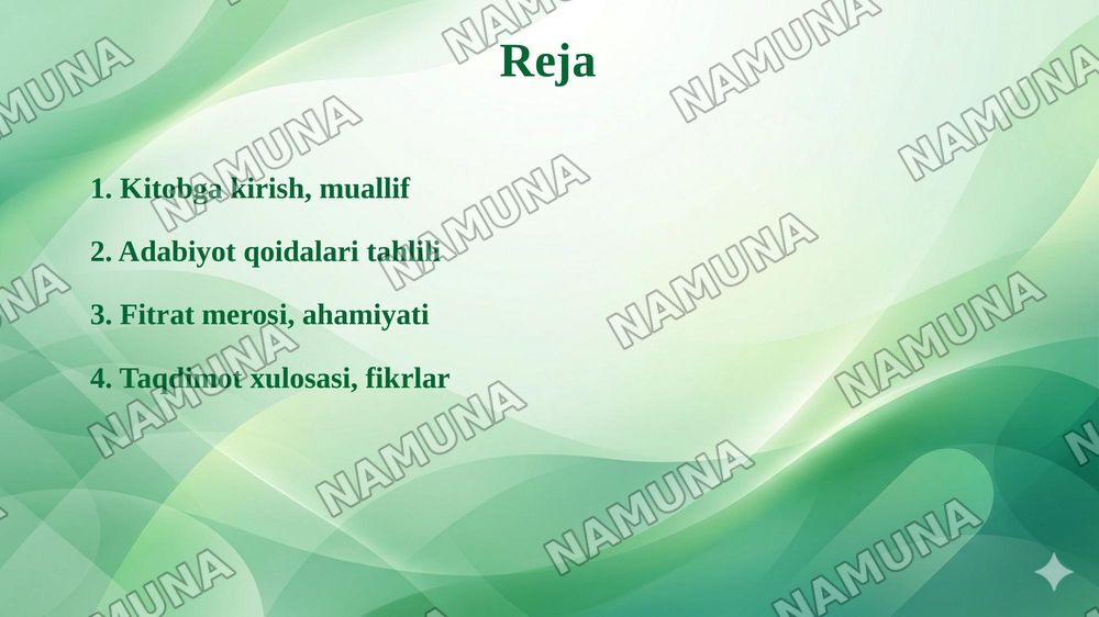 Abdurauf Fitratning Adabiyot qoidalari kitobini oʻqib kitob asosida taqdimot tayyorlash — taqdimot, 2-slayd