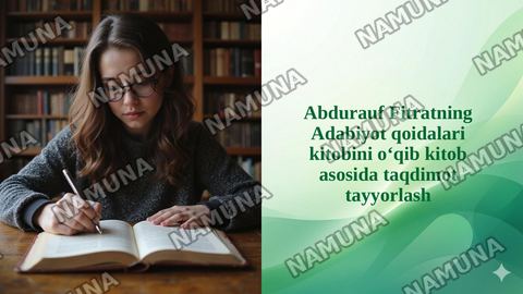 Abdurauf Fitratning Adabiyot qoidalari kitobini oʻqib kitob asosida taqdimot tayyorlash — taqdimot