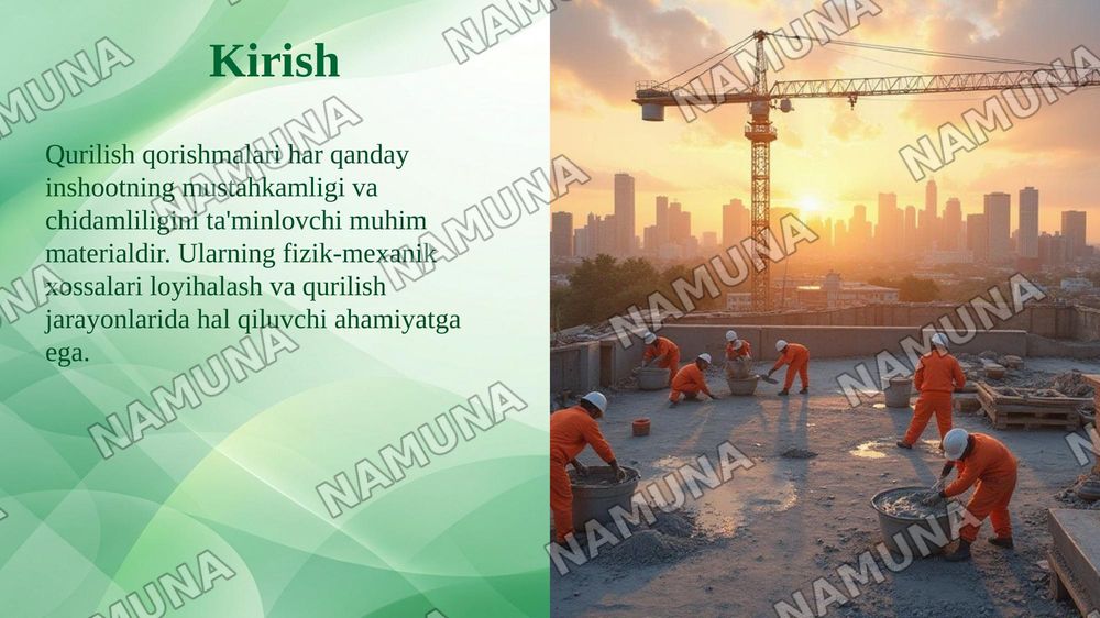 Qurilish qorishmalarining asosiy xossalari. — taqdimot, 3-slayd