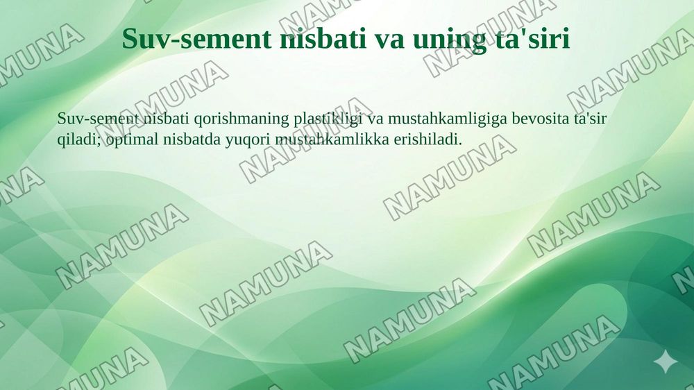 Qurilish qorishmalarining asosiy xossalari. — taqdimot, 6-slayd