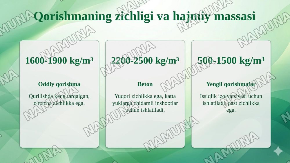 Qurilish qorishmalarining asosiy xossalari. — taqdimot, 7-slayd