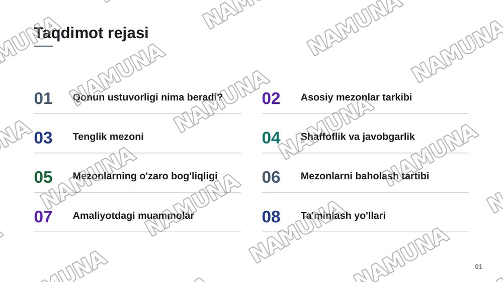 Qonun ustuvorligi ta'minlashning asosiy mezonlari — zamonaviy taqdimot, 2-slayd