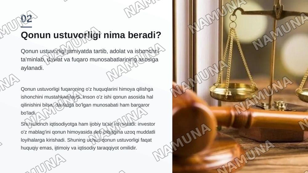 Qonun ustuvorligi ta'minlashning asosiy mezonlari — zamonaviy taqdimot, 3-slayd