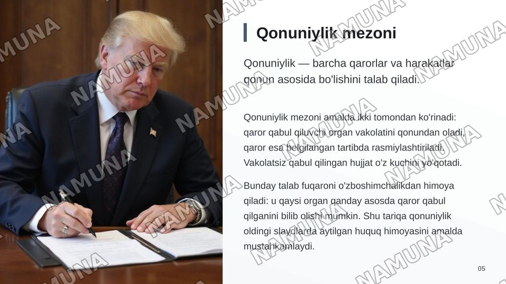 Qonun ustuvorligi ta'minlashning asosiy mezonlari — zamonaviy taqdimot, 6-slayd