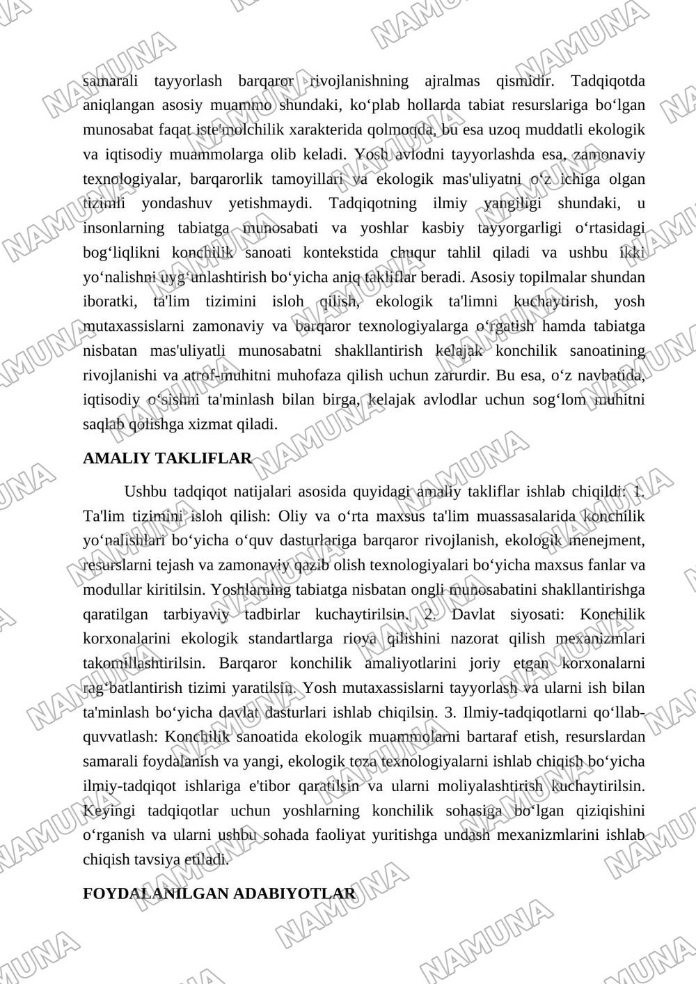 Insonlarning tabiat resurslariga munosabati va kelajak yoshlarini konchilik sohasida rivojlantirish istiqbollari — maqola, 4-varaq