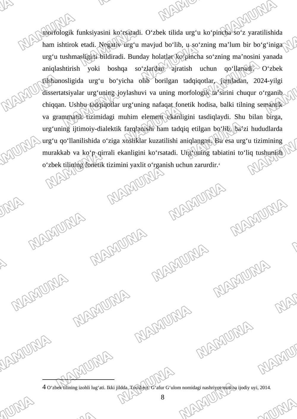 O'zbek tilining fonetik tizimi — mustaqil ish, 8-varaq