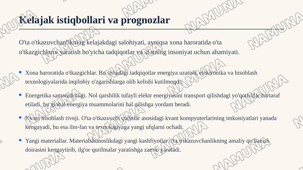 O'ta o'tkazuvchanlik — zamonaviy taqdimot, 7-slayd