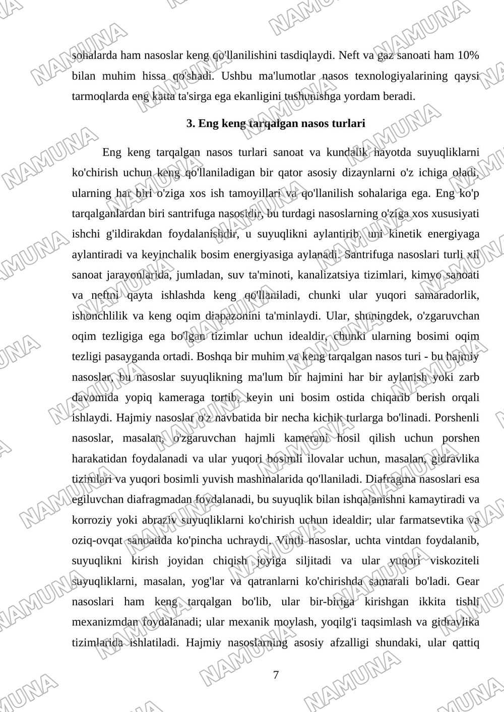 Nasoslar turlari — mustaqil ish, 7-varaq