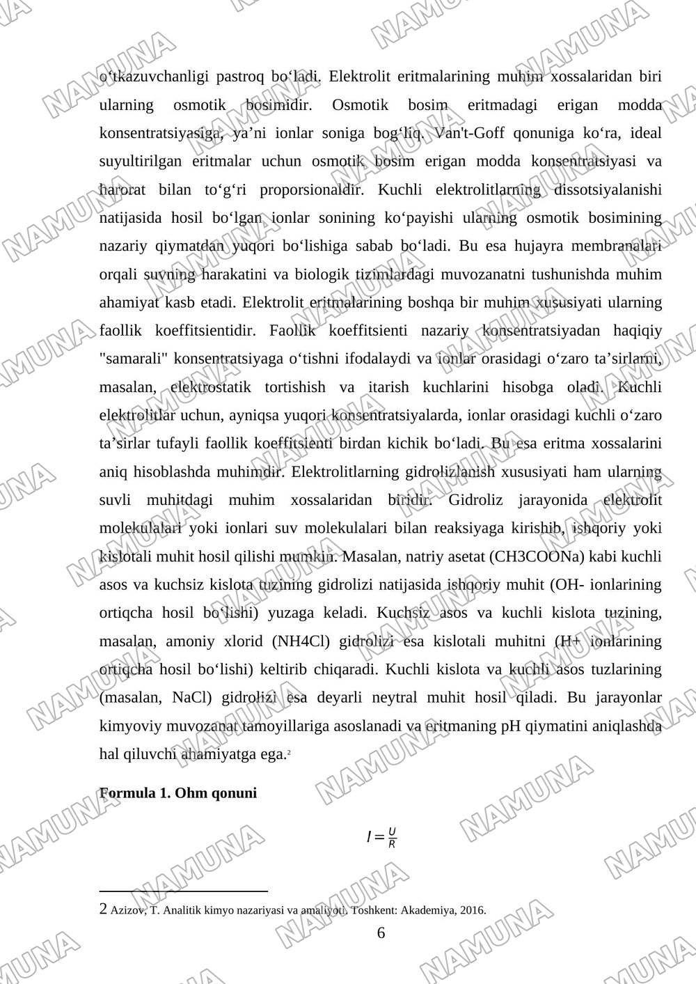 Di elektrolitlar va eliktrolitlar — mustaqil ish, 6-varaq