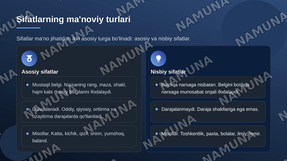 Sifat so'z turkumi va sifat darajalari — zamonaviy taqdimot, 6-slayd