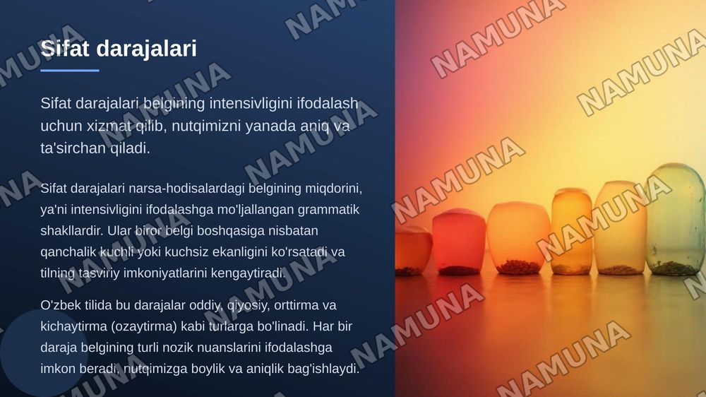 Sifat so'z turkumi va sifat darajalari — zamonaviy taqdimot, 7-slayd