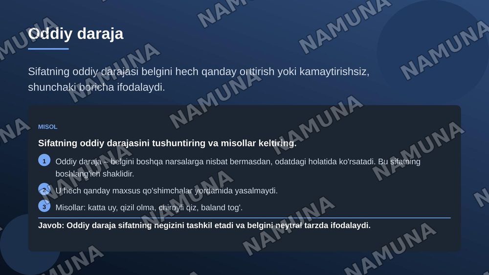 Sifat so'z turkumi va sifat darajalari — zamonaviy taqdimot, 8-slayd