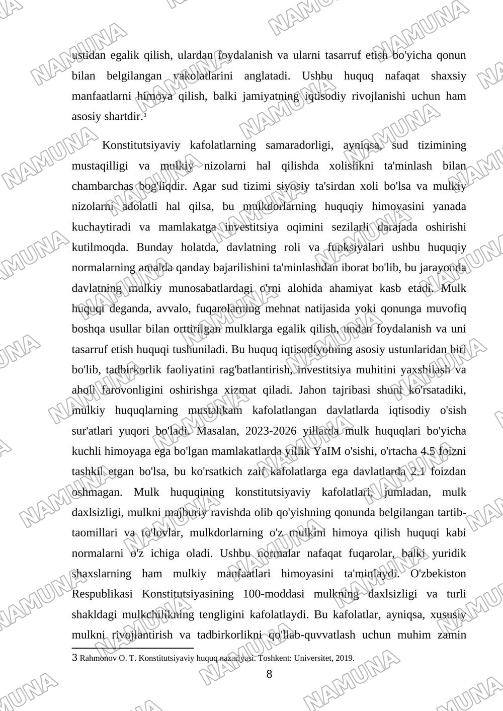 Mulk huquqining konstitutsiyaviy kafolatlari — kurs ishi, 8-varaq