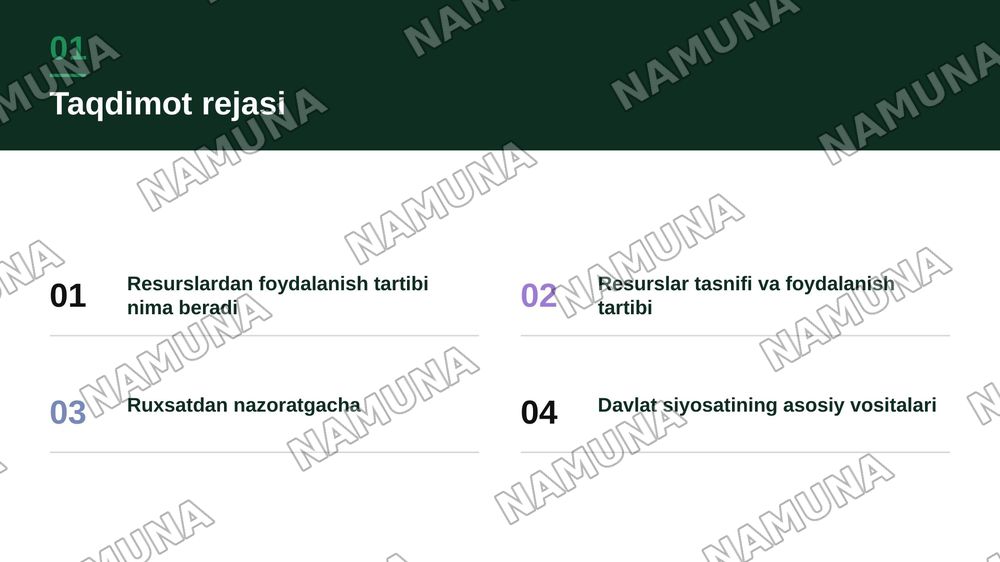 Tabiiy resurslardan foydalanish jarayonlarini tartiblash va davlatning ekologiya sohasidagi siyosati — zamonaviy taqdimot, 2-slayd