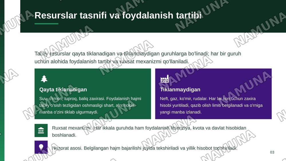 Tabiiy resurslardan foydalanish jarayonlarini tartiblash va davlatning ekologiya sohasidagi siyosati — zamonaviy taqdimot, 4-slayd
