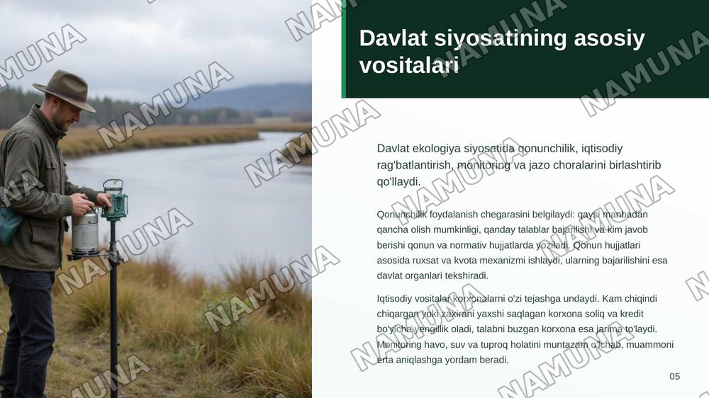 Tabiiy resurslardan foydalanish jarayonlarini tartiblash va davlatning ekologiya sohasidagi siyosati — zamonaviy taqdimot, 6-slayd