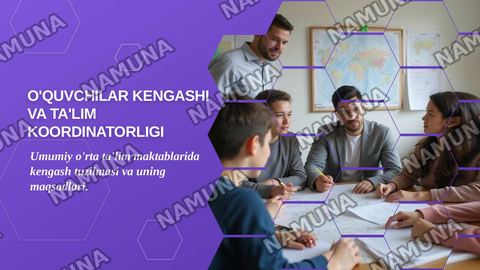 Umumiy orta talim Maktablarida  O'quvchilar kengashi  tuzilmasidagi Talim kordinatorligi maqsad va vazifalari — zamonaviy taqdimot