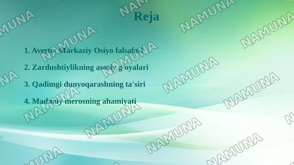 Avesto Markaziy Osiyo xalqlarining qadimgi falsafiy sarchashmasi — taqdimot, 2-slayd