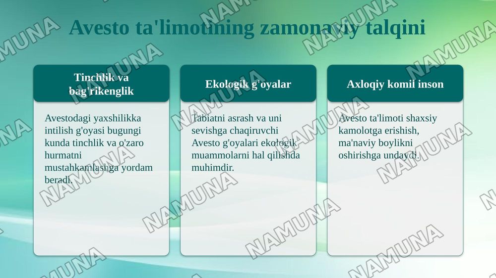 Avesto Markaziy Osiyo xalqlarining qadimgi falsafiy sarchashmasi — taqdimot, 8-slayd
