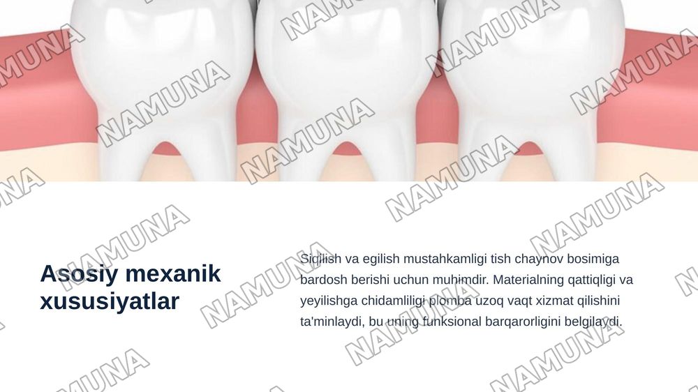 stomatalogik plomba materiallarining mexanikalik xususiyatlari — zamonaviy taqdimot, 4-slayd