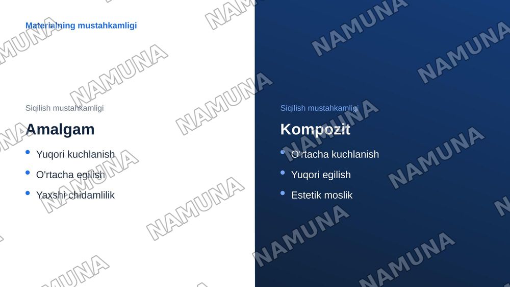 stomatalogik plomba materiallarining mexanikalik xususiyatlari — zamonaviy taqdimot, 7-slayd