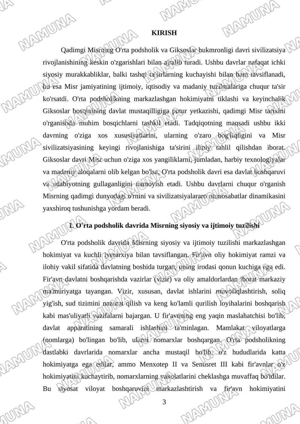 O'rta podsholik va Misr giksoslar hukmronligi davrida Qadimgi Misr — mustaqil ish, 3-varaq