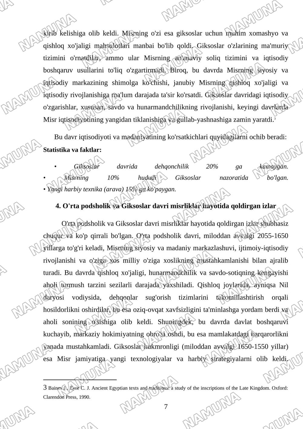 O'rta podsholik va Misr giksoslar hukmronligi davrida Qadimgi Misr — mustaqil ish, 7-varaq