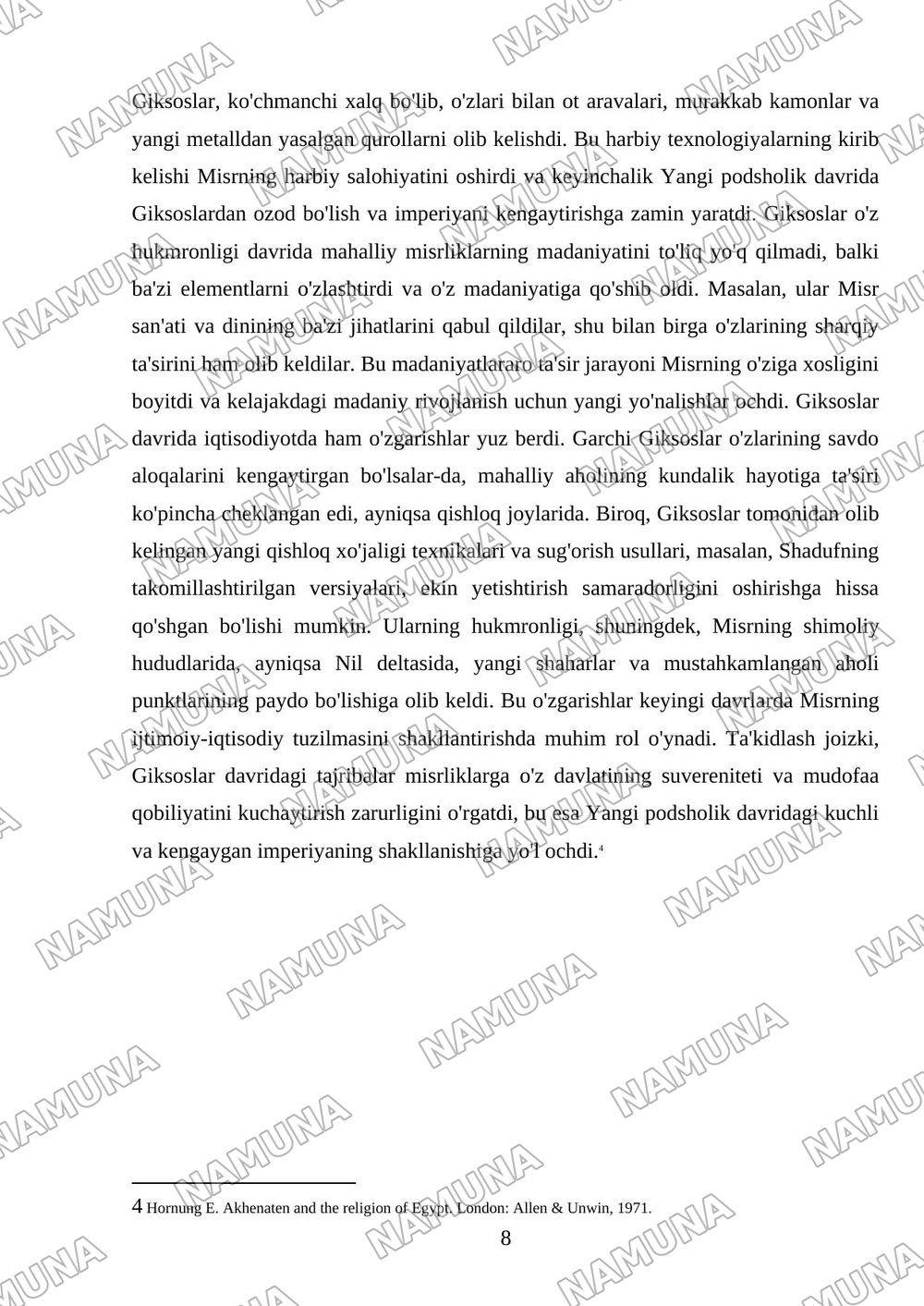 O'rta podsholik va Misr giksoslar hukmronligi davrida Qadimgi Misr — mustaqil ish, 8-varaq
