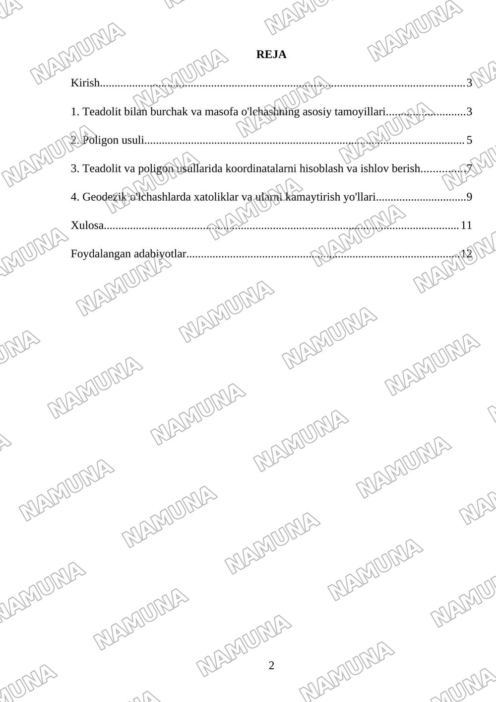 Teadolit poligon kordinatalar yusasini — referat, 2-varaq