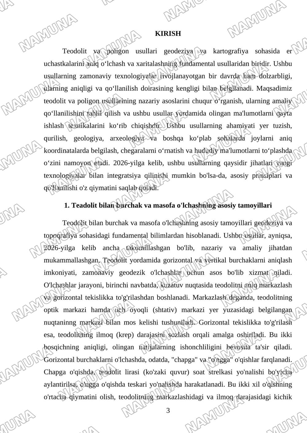 Teadolit poligon kordinatalar yusasini — referat, 3-varaq