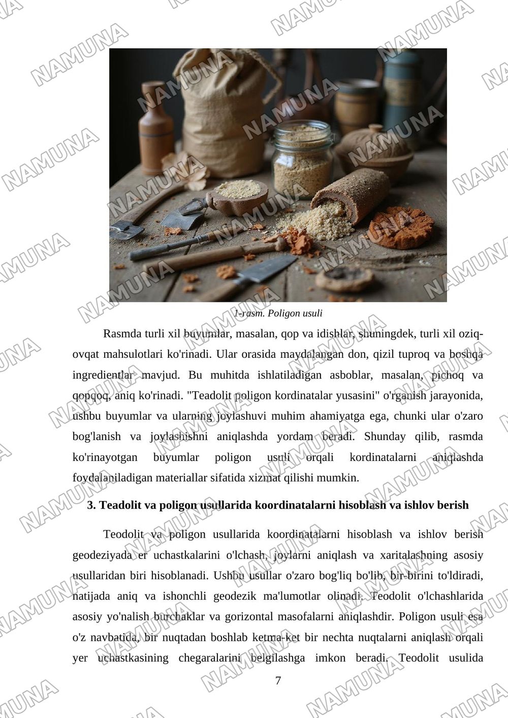 Teadolit poligon kordinatalar yusasini — referat, 7-varaq