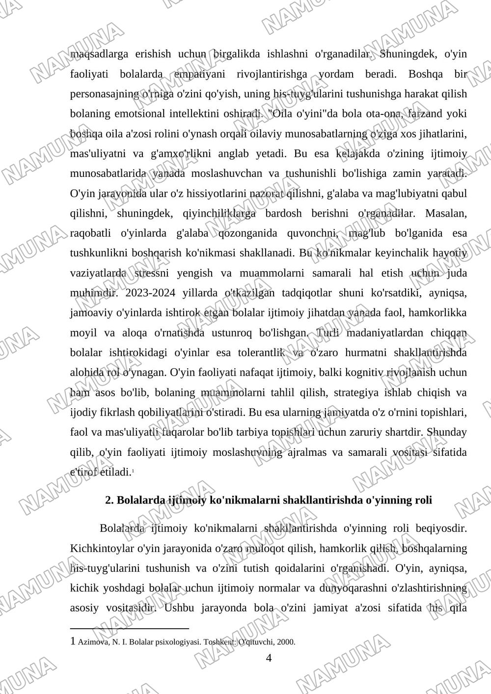 Ijtimoiy moslashuvda oyin faoliyatining roli — referat, 4-varaq