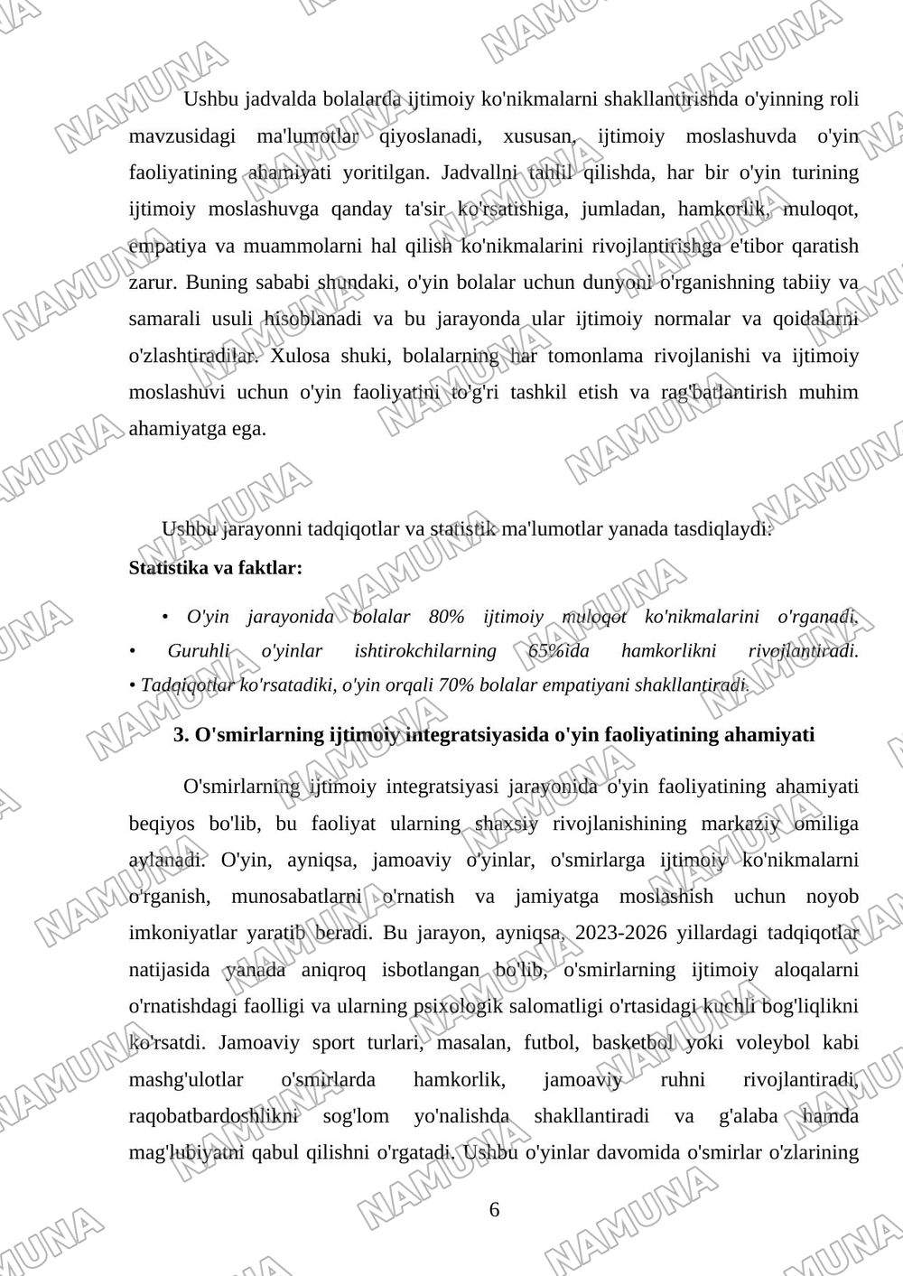 Ijtimoiy moslashuvda oyin faoliyatining roli — referat, 6-varaq