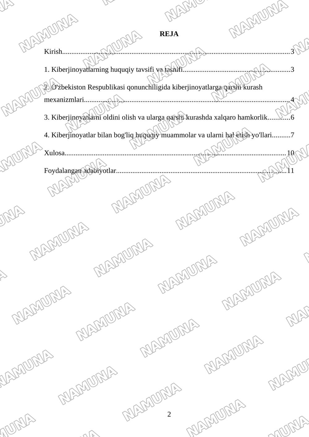 Kiberjinoyatlar va ularning huquqiy tartibga solinishi — mustaqil ish, 2-varaq