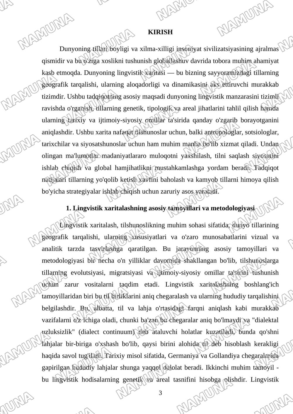 Dunyoning lingvistik xaritasi — mustaqil ish, 3-varaq