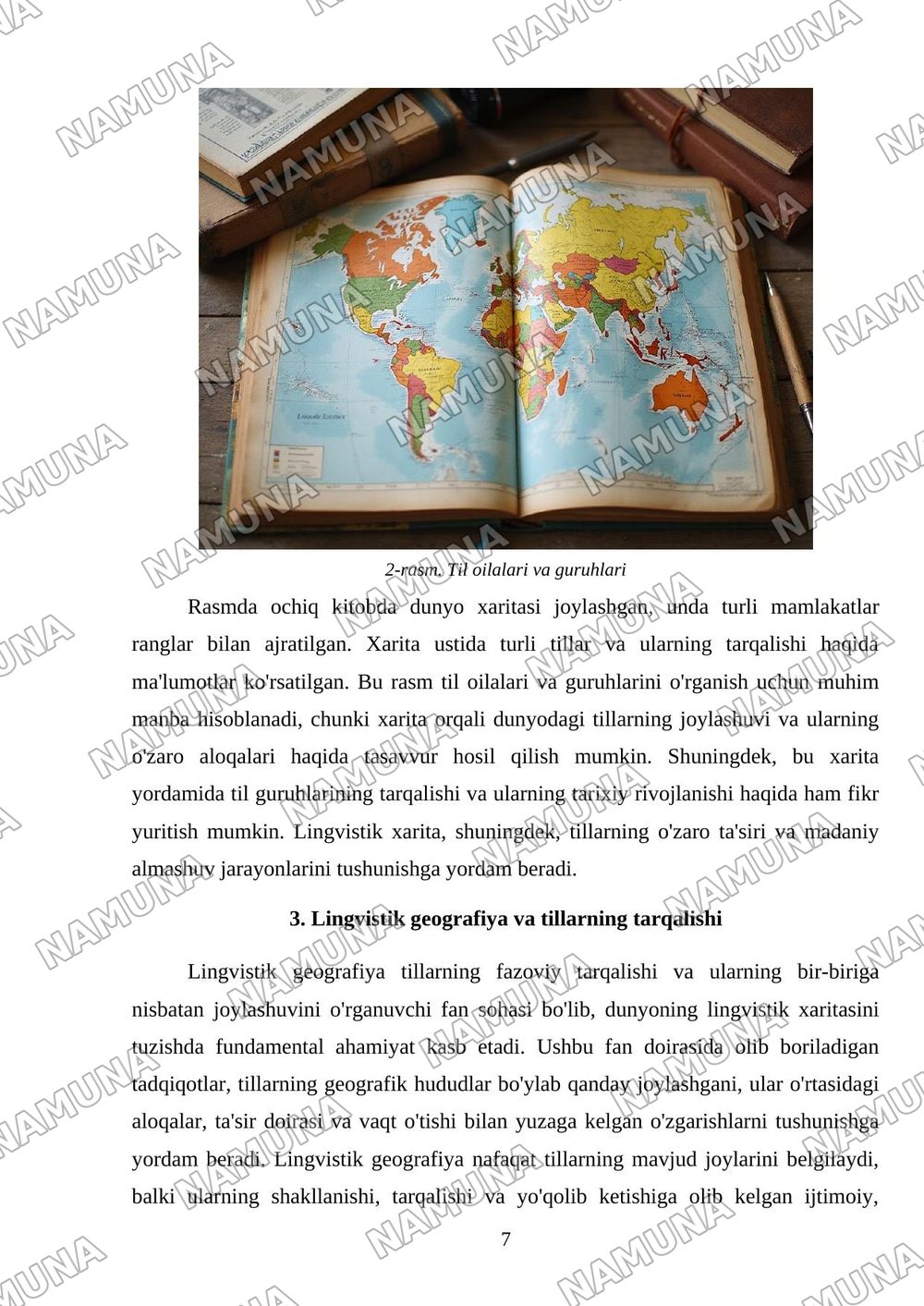 Dunyoning lingvistik xaritasi — mustaqil ish, 7-varaq