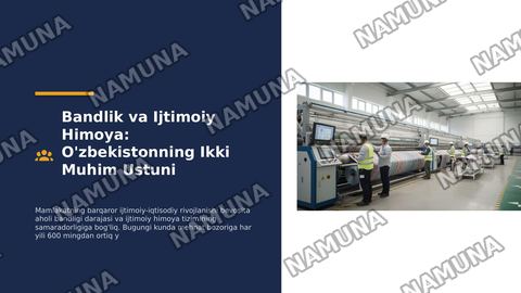 Oʻzbekiston respublikasi aholining ish bilan bandligini taminlash va ijtimoiy himoyalash muammolari — zamonaviy taqdimot