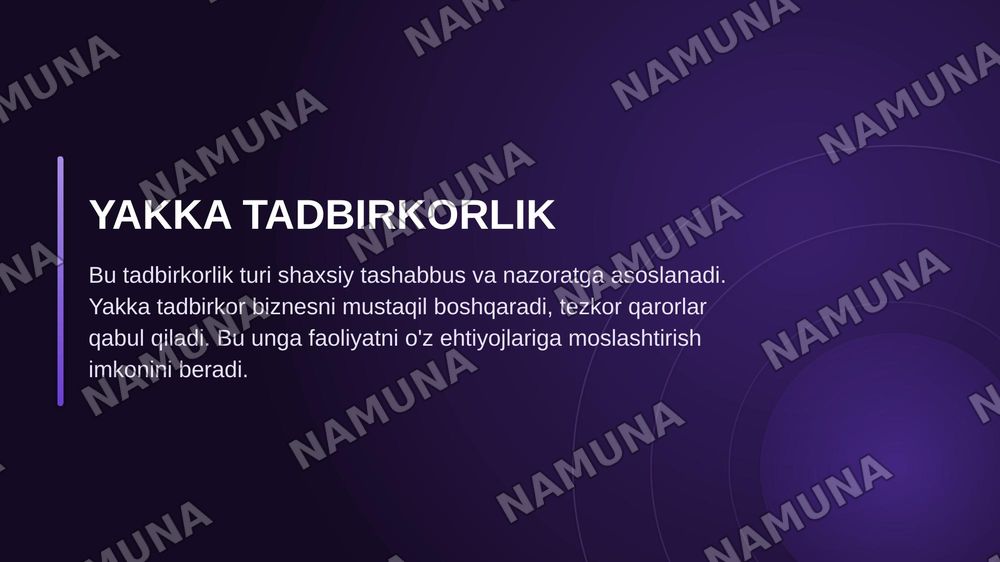 Tadbirkorlik turlari yakka tartibdagi oilaviy va korporativ tadbirkorlik — zamonaviy taqdimot, 5-slayd