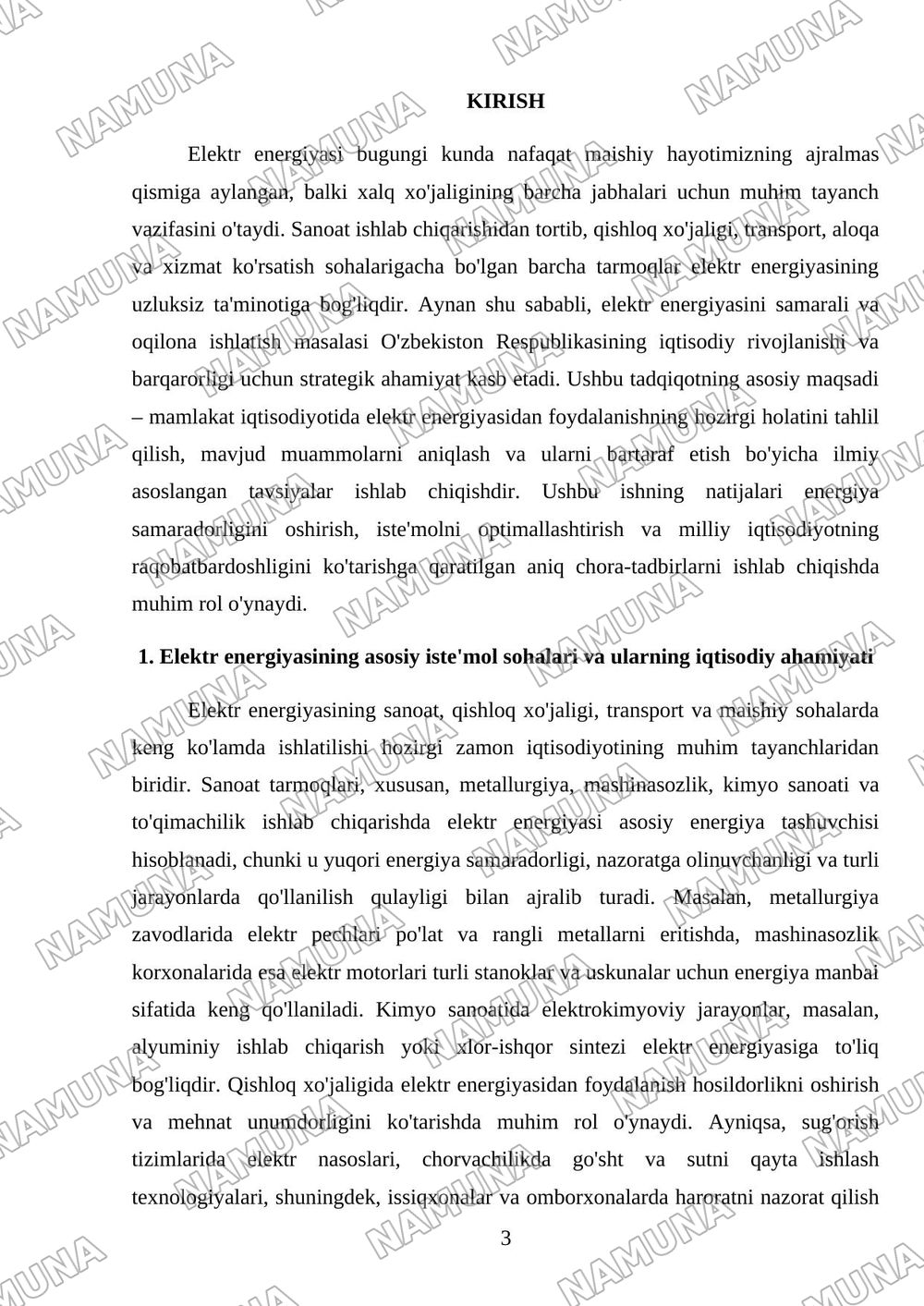 Elektr energiyasini xalq xojaligida ishlatilishi. — mustaqil ish, 3-varaq